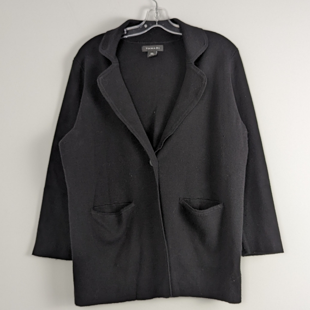 Tahari Women's Black Cotton Blend Coat Size 1X